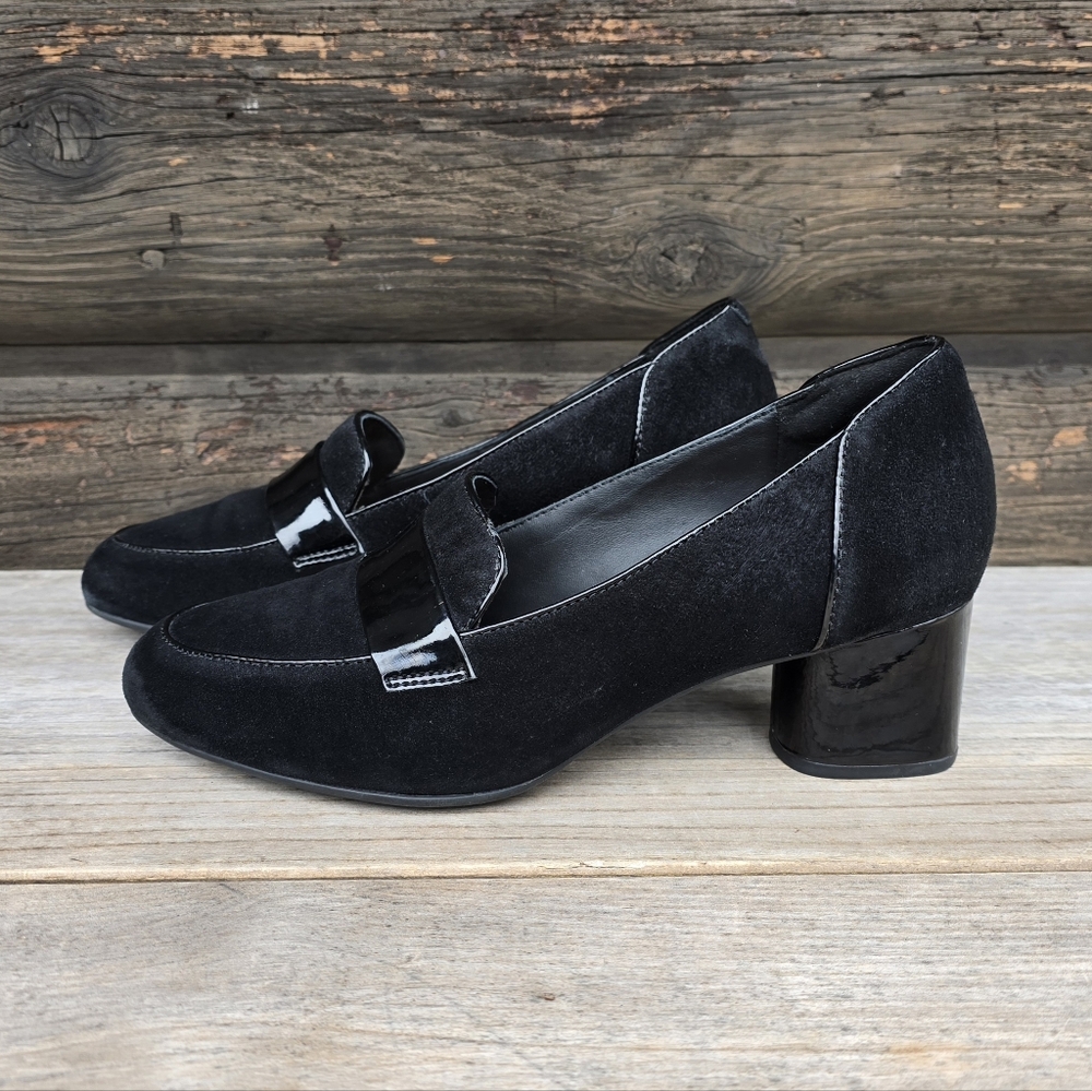 Clarks Un Cosmo Way Modern Preppy Minimalist Block Heel Comfort Loafer Pump 9M - Picture 4 of 15